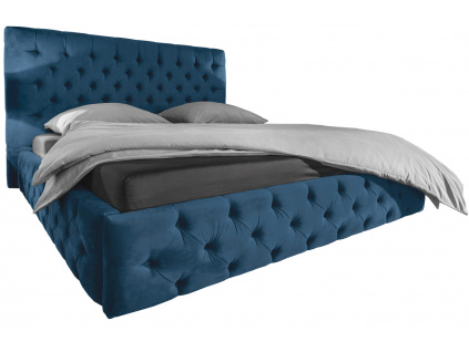 Modrá sametová postel Vivian 160 x 200 cm