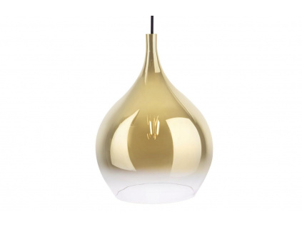 Skleněné zlaté závěsné světlo Terriana M 26 cm