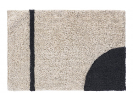 Béžovo černá bavlněná koupelnová předložka Kave Home Maica II., 40 x 60 cm
