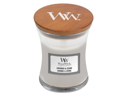 Malá vonná svíčka Woodwick, Lavender & Cedar