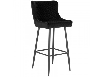 Černá sametová barová židle Leonie 75 cm