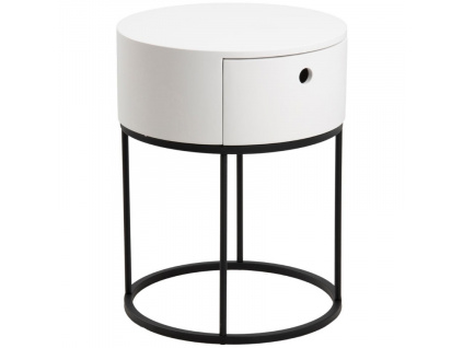 Bílý dřevěný noční stolek Pulo 40 cm