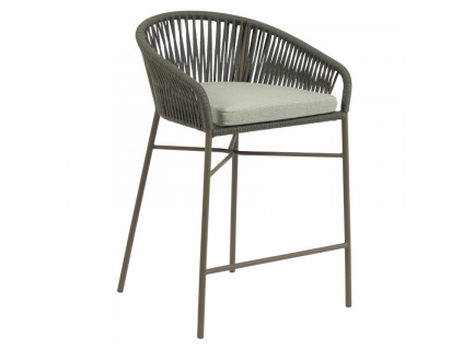 Zelená pletená barová židle Kave Home Yanet 65 cm