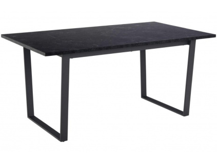 Černý dřevěný jídelní stůl Astor 160 x 90 cm imitace mramoru