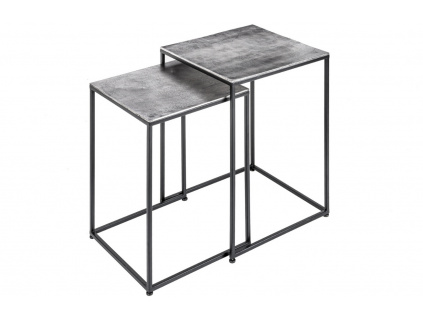 Set dvou stříbrných konferenčních stolků Nimue 40/35 x 40/35 cm