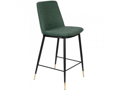 Tmavě zelená látková barová židle WLL LIONEL 65 cm