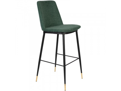 Tmavě zelená látková barová židle WLL LIONEL 75 cm