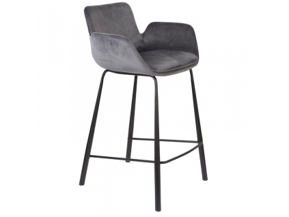 Tmavě šedá sametová barová židle ZUIVER BRIT 67,5 cm848x848 (1)