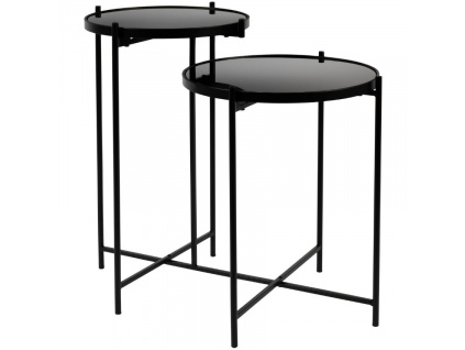 Černý kovový odkládací stolek WLL LI 66 x 43 cm