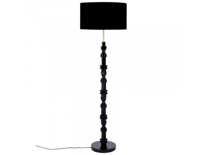 Černá látková stojací lampa ZUIVER TOTEM 148 cm