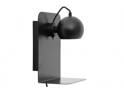 Černá matná kovová nástěnná lampa Frandsen Ball USB