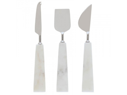 Sada tří bílých mramorových nožů na sýr Kave Home Bluma
