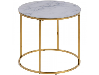 Bílo-zlatý skleněný konferenční stolek Morgan 50 cm