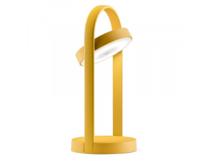 Žlutá kovová bezdrátová stolní LED lampa Giravolta 33 cm
