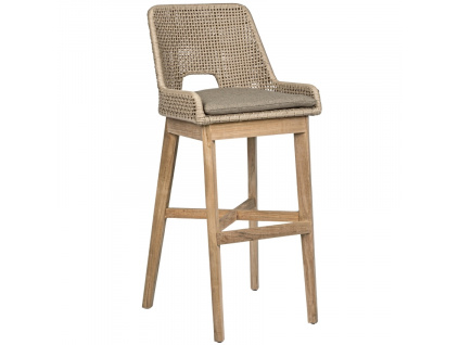 Šedo hnědá pletená zahradní barová židle Bizzotto Hespari 112 cm