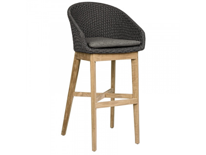 Černá pletená zahradní barová židle Bizzotto Crochela 80 cm