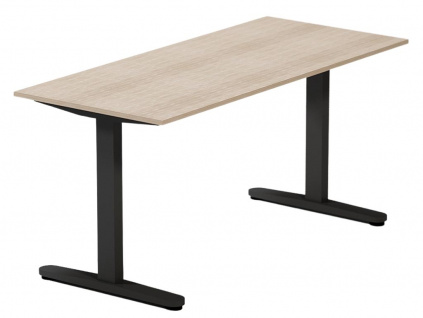 Dubový výškově nastavitelný kancelářský stůl Thor 135 x 70 cm s černou podnoží