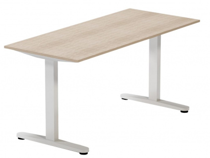 Dubový výškově nastavitelný kancelářský stůl Thor 155 x 70 cm s bílou podnoží