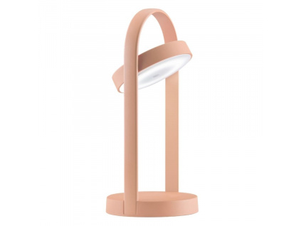 Světle růžová kovová bezdrátová stolní LED lampa Giravolta 33 cm