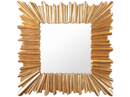 Zlaté dřevěné závěsné zrcadlo Solei 95 cm