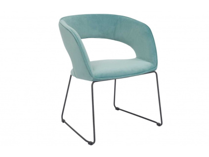Tyrkysová sametová jídelní židle Miotto Aventino s kovovou podnoží