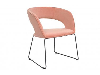 Lososová sametová jídelní židle Miotto Aventino s kovovou podnoží