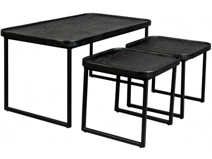 Set tří černých kovových konferenčních stolků DUTCHBONE WINSTON 80/36/36 cm