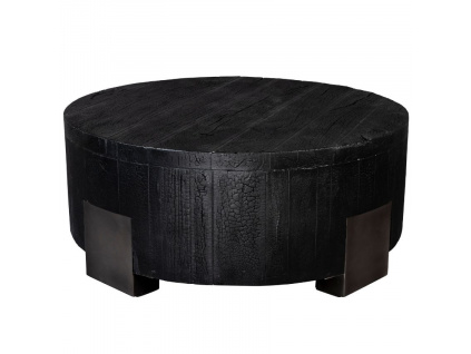 Černý akátový kulatý konferenční stolek Dutchbone Coals 81 cm
