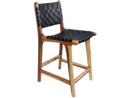 Černá kožená barová židle Molie s výpletem 101 cm