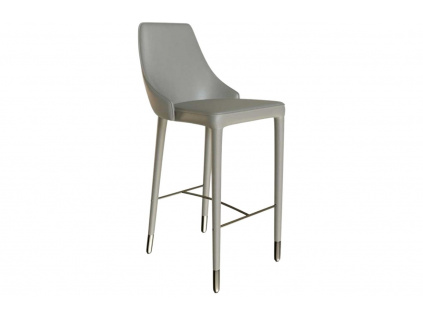 Světle šedá koženková barová židle Miotto Maino s kovovou podnoží 72 cm