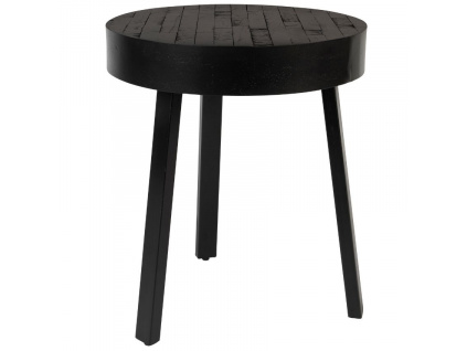 Černý teakový odkládací stolek WLL Suri 45 cm