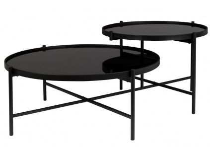 Černý skleněný konferenční stolek WLL LI 122 x 82 cm