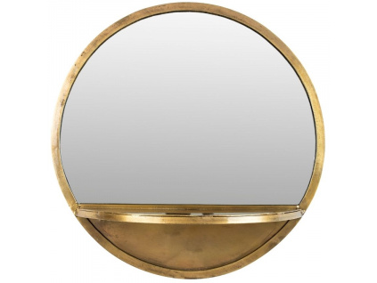Mosazné kovové závěsné zrcadlo WLL Feyza 41 cm