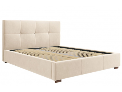 Béžová sametová postel MICADONI SAGE 180 x 200 cm