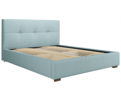 Světle modrá látková postel MICADONI SAGE 140 x 200 cm
