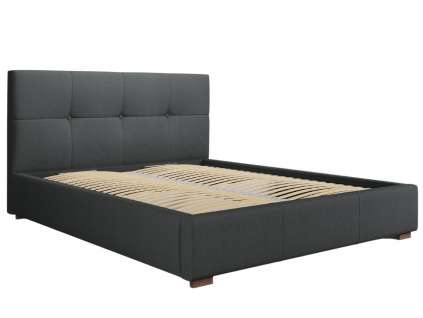Tmavě šedá látková postel MICADONI SAGE 180 x 200 cm