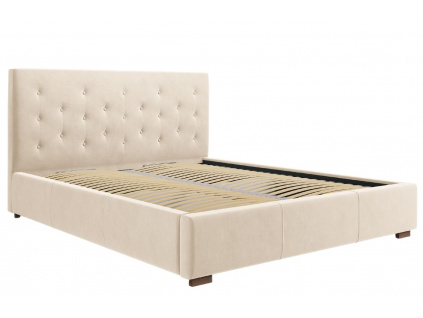 Béžová sametová postel MICADONI SERI 140 x 200 cm