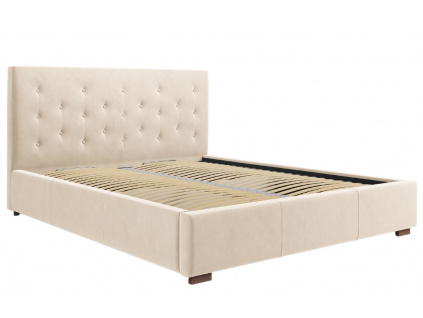 Béžová sametová postel MICADONI SERI 180 x 200 cm