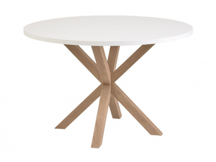 Bílý jídelní stůl Kave Home Argo 120 cm s přírodní kovovou podnoží