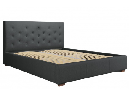 Tmavě šedá látková postel MICADONI SERI 140 x 200 cm