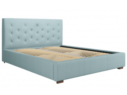 Světle modrá látková postel MICADONI SERI 180 x 200 cm