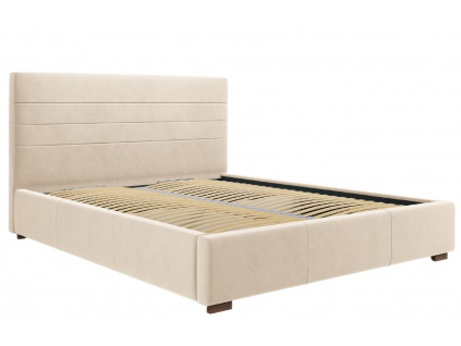 Béžová sametová postel MICADONI ARANDA 160 x 200 cm