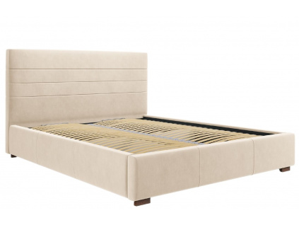 Béžová sametová postel MICADONI ARANDA 180 x 200 cm
