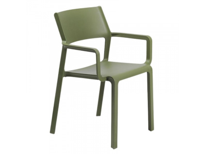 Zelená plastová zahradní židle Trill s područkami