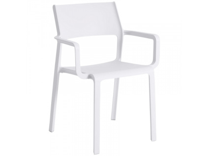 Bílá plastová zahradní židle Trill s područkami