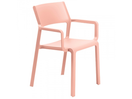 Lososově růžová plastová zahradní židle Trill s područkami
