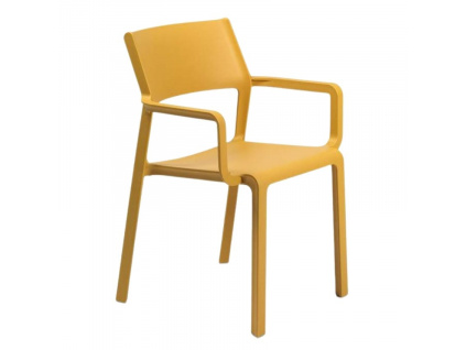 Hořčicově žlutá plastová zahradní židle Trill s područkami