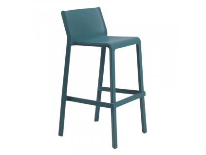 Petrolejově modrá plastová barová židle Trill 76 cm