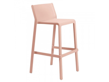 Lososově růžová plastová barová židle Trill 76 cm