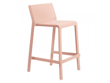 Lososově růžová plastová barová židle Trill 65 cm